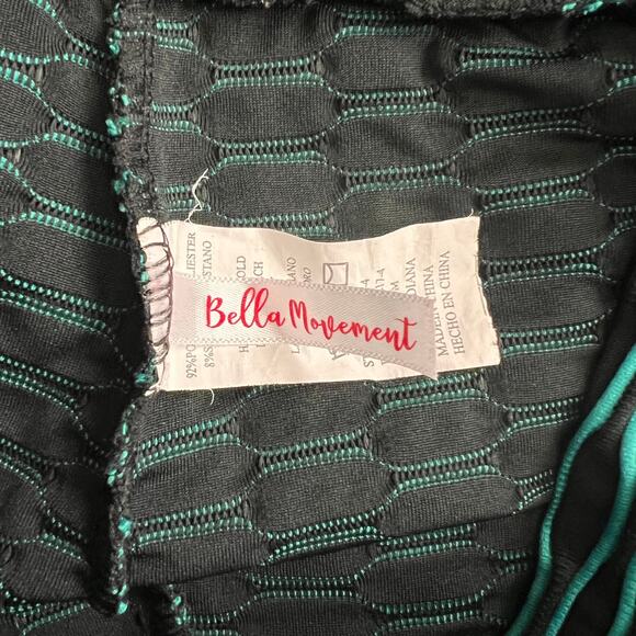 Bella Movement Green Striped Biker Shorts, S - Picture 3 of 4